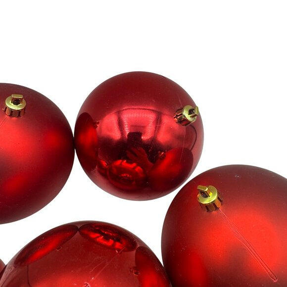 Red Shatterproof Christmas Ornaments Set Of 15 Glossy & Glitter Finish - Picture 6 of 6